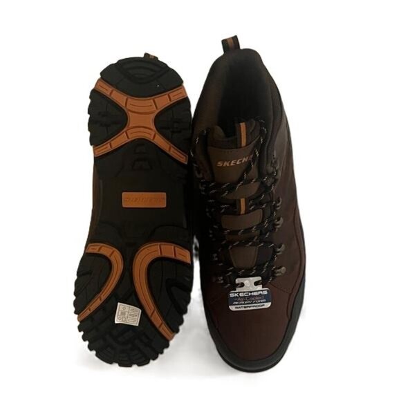 SKECHERS Relment Traven Brown Leather Waterproof Hiking Boots Size 13 - Picture 5 of 7